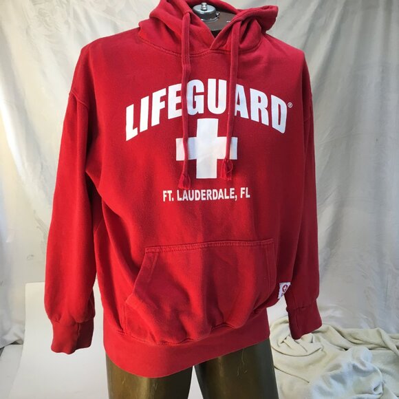 Lifeguard Hoodie Officially Licensed Popular Mens Med Red Fort Lauderdale - Picture 2 of 16